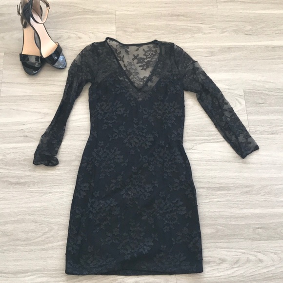 Express Dresses & Skirts - Express Black Lace Mesh Mini Dress
